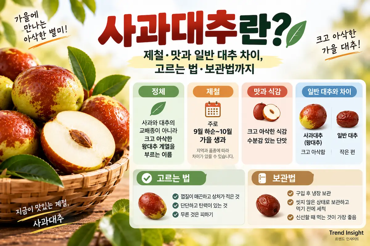 사과대추 제철과 맛, 일반 대추 차이, 고르는 법과 보관법