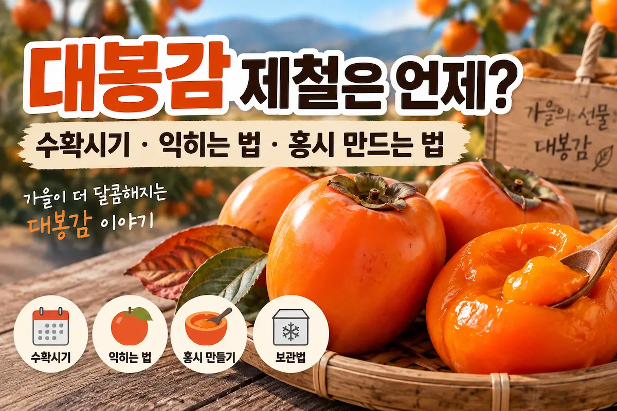 대봉감 제철과 수확시기, 익히는 법과 홍시 만드는 법
