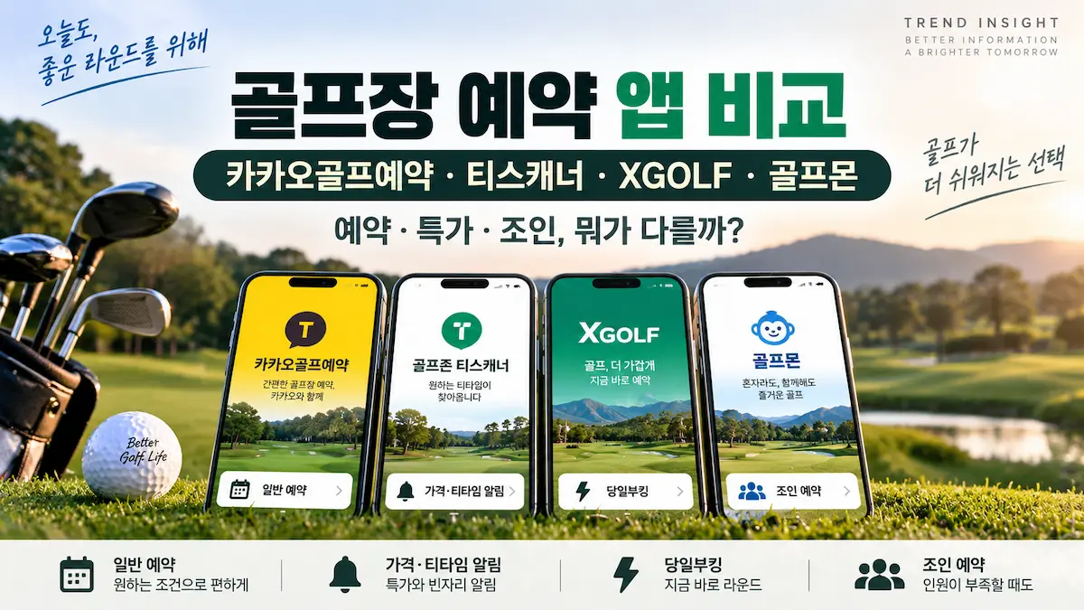 카카오골프예약 티스캐너 XGOLF 골프몬 골프장 예약 앱 비교
