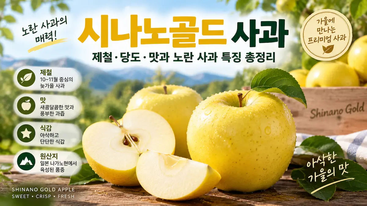 시나노골드 사과 제철과 당도 맛, 노란 사과 특징